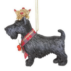 Елочная игрушка "Скотч-терьер в короне" 8 см