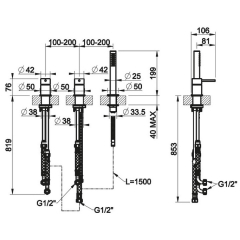 Смеситель для ванны Gessi 316 54043.239, брашированная сталь