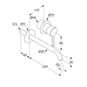 Внешняя часть Kludi Nova Fonte Pura 202453915 смесителя для раковины, черный матовый