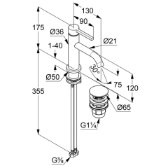 Смеситель для раковины Kludi Nova Fonte 202660515, с клапаном Click-Clack, хром