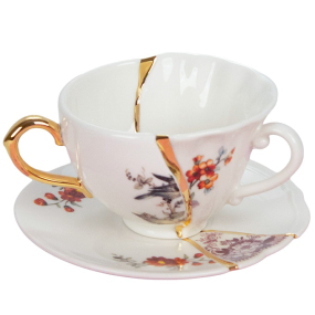 Чашка чайная с блюдцем Kintsugi, декор 1