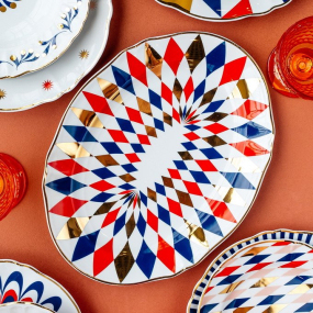 Блюдо овальное Abracadabra 34 см, ромбы