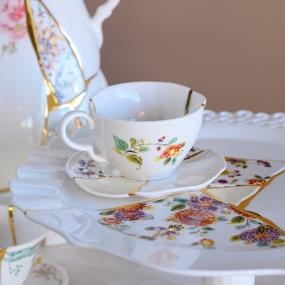 Чашка чайная с блюдцем Kintsugi, декор 2