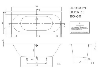Ванна квариловая Villeroy & Boch Oberon 2.0 180х80 UBQ180OBR2DV-01