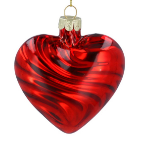 Елочная игрушка "Сердце с завитками" 7х8 см