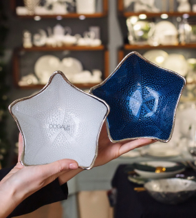 Чаша декоративная "Звезда" 17x6 см, цвет перламутр