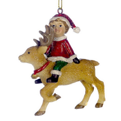 Елочная игрушка "Мальчик на олене" 8,5 см
