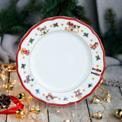 Тарелка столовая Happy Wintertime 27 см, красная