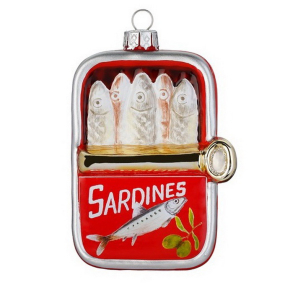 Елочная игрушка "Банка сардин" 9 cм, красная