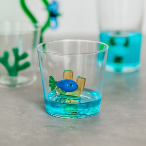 Стакан Marine Garden 340 мл, голубая рыба и желтая водоросль