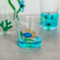 Стакан Marine Garden 340 мл, голубая рыба и желтая водоросль