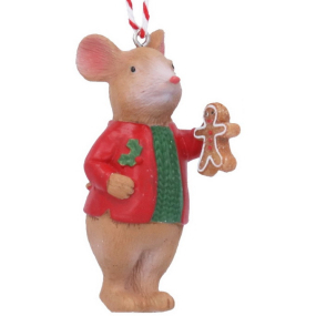 Елочная игрушка "Мышонок Alfie с имбирным пряником" 7 см