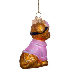 Елочная игрушка "Собачка в пижаме" 8,5 см