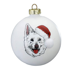 Елочный шар "Собака" 8 см, цвет белый