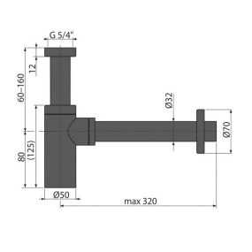 Сифон для раковины Alca Design A400BLACK, цельнометаллический, черный матовый