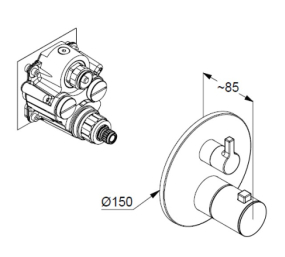 Внешняя часть Kludi Nova Fonte Puristic 208105315 смесителя термостатического, белый матовый