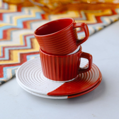 Набор чашек для эспрессо с блюдцами Rice 90 мл, 4 предмета