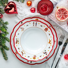 Тарелка глубокая Happy Wintertime 23 см, красная