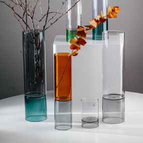 Ваза Bamboo Groove 30 см, цвет дым/янтарь