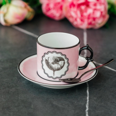 Чашка чайная с блюдцем Herbariae by Christian Lacroix 200 мл, розовая