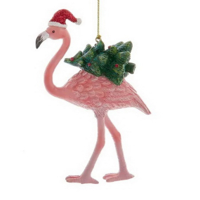 Елочная игрушка "Фламинго с елкой" 11,8 см