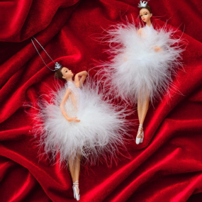 Елочная игрушка "Балерина в перьях" 16 см, в ассортименте