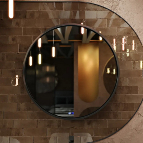 Зеркало Mebelvann Sanrey 100х100, с подсветкой, черная рама