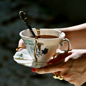 Чашка чайная с блюдцем Kintsugi, декор 3