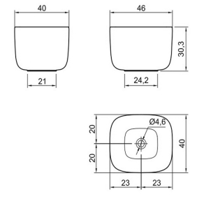 Раковина Antonio Lupi Poggio, 46х40, из Flumood, с клапаном, белый матовый