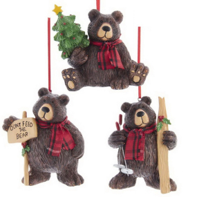 Игрушка на елку "Медведь в шарфе" 9 см, в ассортименте