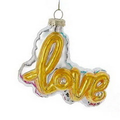 Елочная игрушка "Love" 9,5 см, желтая