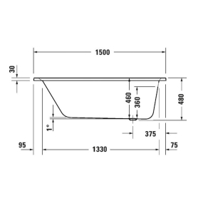 Ванна Duravit Aurena 150х75, из DuroCast Smooth, встраиваемая, белая