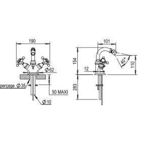 Смеситель для биде Horus Eloise 02.311 PB, латунь глянцевая