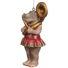 Игрушка на елку "Бегемот и труба" 10,5 см
