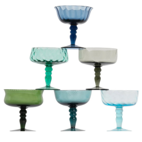 Набор бокалов для шампанского/десерта Diseguale 220 мл, 6 шт, цвет синий/зеленый