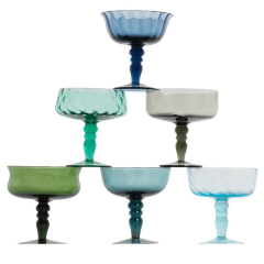 Набор бокалов для шампанского/десерта Diseguale 220 мл, 6 шт, цвет синий/зеленый