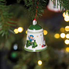 Новогодняя игрушка "Колокольчик" 6,5 см, зеленая