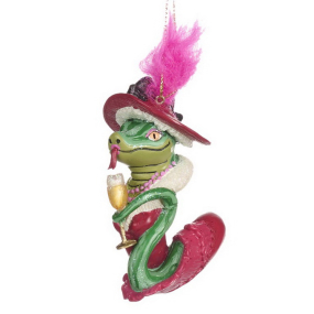 Елочная игрушка "Змея в шляпе" 10 см