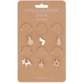 Набор колец для бокалов Gisela Graham, 6 шт, в ассортименте