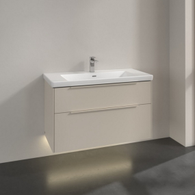 Тумба подвесная под раковину Villeroy & Boch Subway 3.0 97x58x48 C570L2VN, с подсветкой, Cashmere Grey