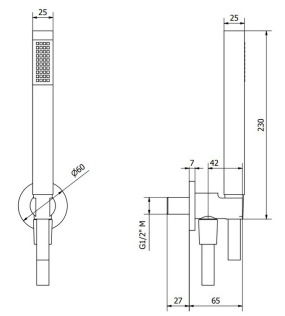Комплект для душа iB Rubinetti Shower&Co SH024CC, с шлангом и держателем, хром