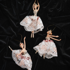 Елочная игрушка "Балерина жемчужная" 17 см, в ассортименте