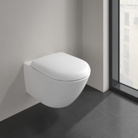Унитаз Villeroy & Boch Antao 37х56, CeramicPlus, TwistFlush, с сиденьем, Stone White