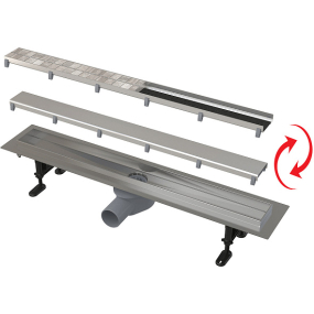 Комплект трапа AlcaPlast APZ13-DOUBLE9-550, стальной, с решеткой 2в1