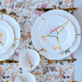 Тарелка салатная Kintsugi 21 см, декор 1