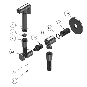 Гигиенический душ iB Rubinetti SH075CC, без смесителя, хром
