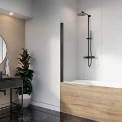 Шторка для ванны Radaway Nes 70х150, прозрачное стекло 8 мм, черный профиль