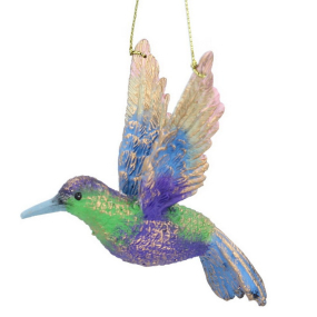Игрушка на елку "Колибри фиолетово-зеленый" 8 см