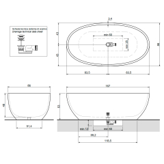 Ванна Antonio Lupi Reflex 167х86, из Flumood, матовая, белая