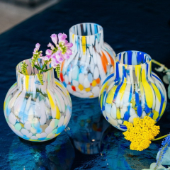 Ваза Glass Design Rainbow 14 см, цвет белый/оранжевый